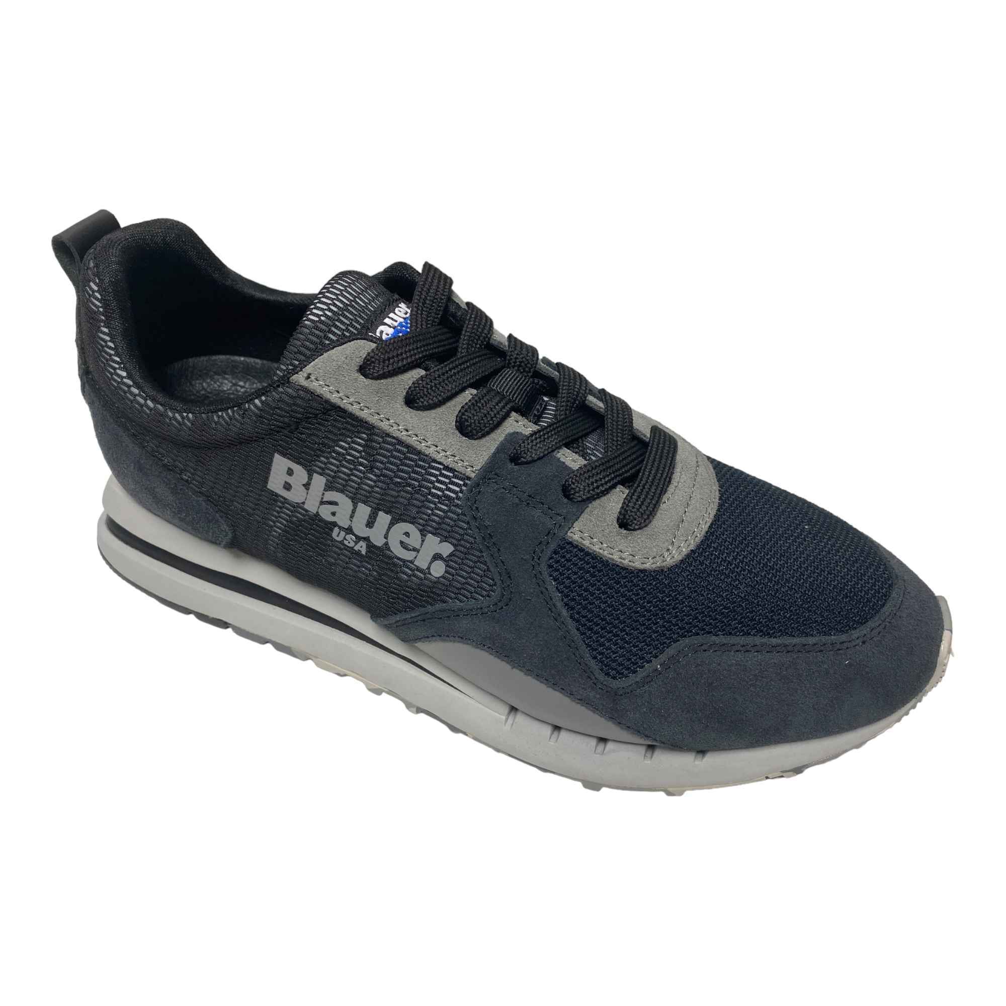 SCARPE SNEAKERS UOMO BLAUER QUARTZ 01 F2QUARTZ03 PELLE NERO ORIGINALE AI
