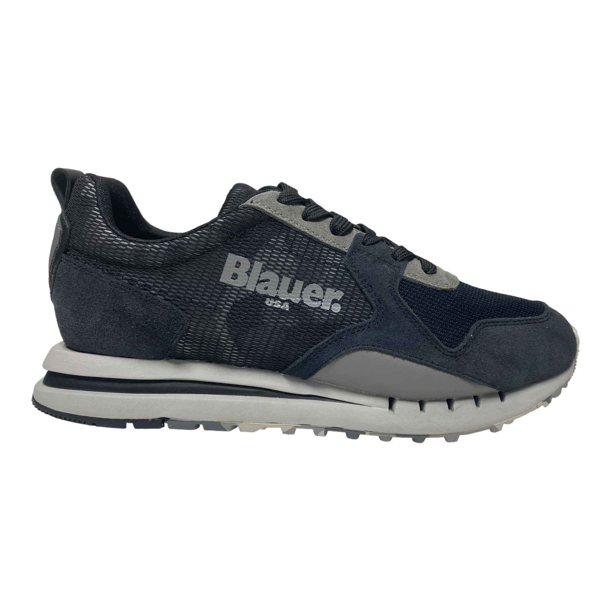 SCARPE SNEAKERS UOMO BLAUER QUARTZ 01 F2QUARTZ03 PELLE NERO ORIGINALE AI