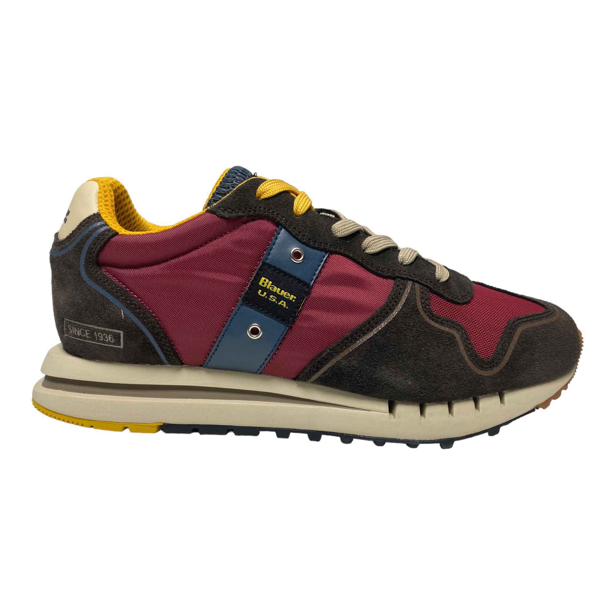 SCARPE SNEAKERS UOMO BLAUER QUARTZ 01 F1QUARTZ01 PELLE MARRONE ORIGINALE AI