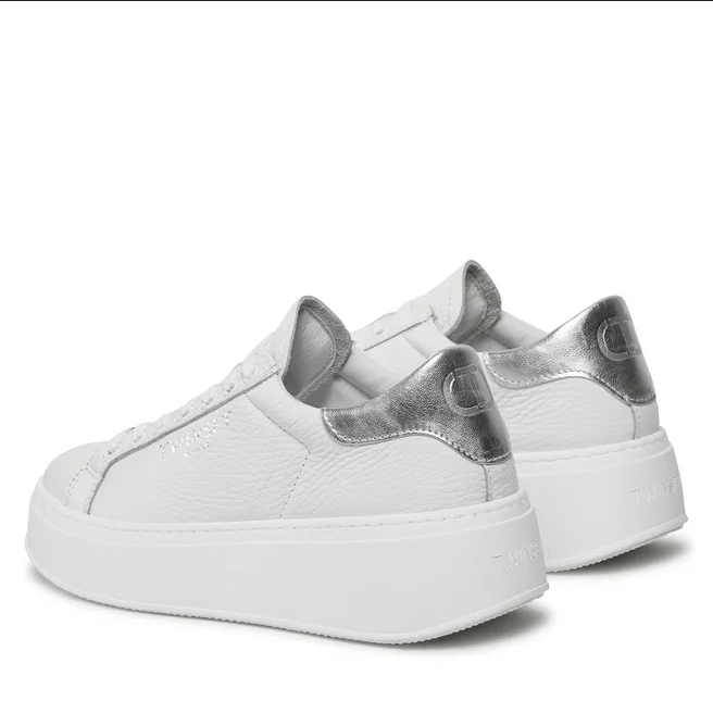 SCARPE SNEAKERS PLATFORM DONNA TWINSET 241TCP050 PELLE 07200 BIANCO ORIGINALE AI