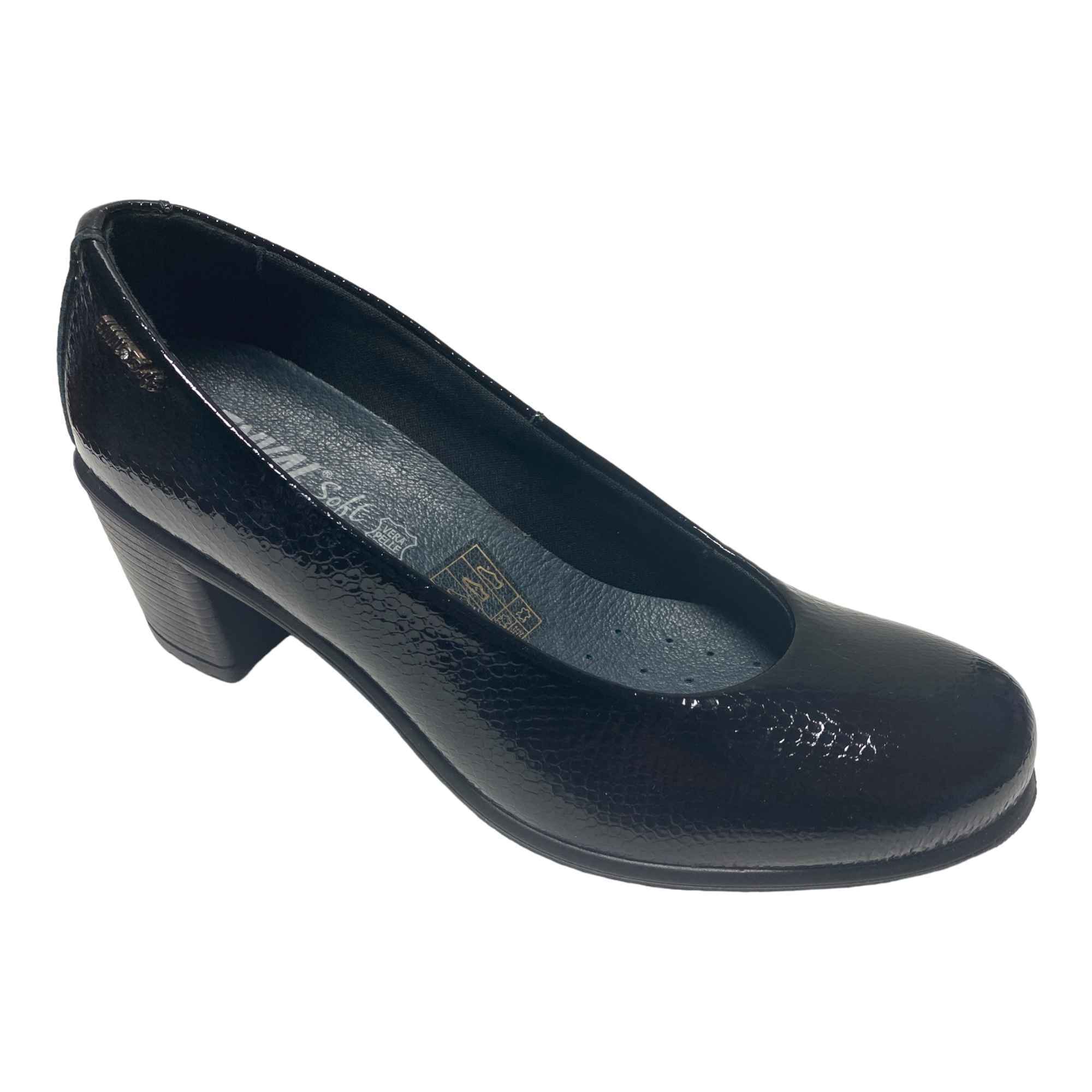 SCARPE DECOLTE TACCO DONNA ENVAL SOFT 69170 PELLE NERO ORIGINALE AI