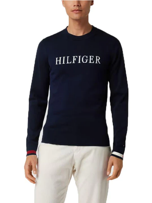 MAGLIE MAGLIONE UOMO TOMMY HILFIGER MW0MW29045 COTONE DW5 BLU ORIGINALE AI 2024