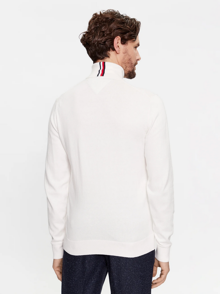 MAGLIONE UOMO TOMMY HILFIGER PIMA MW0MW28048 COTONE YBH BIANCO ORIGINALE AI 2024