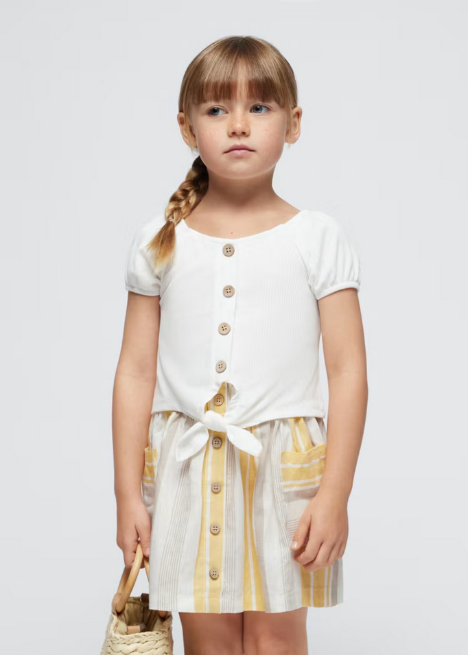 MAGLIA T SHIRT MAGLIE BIMBA MAYORAL 03086 3086 COTONE 32 BIANCO ORIGINAL PE 2024