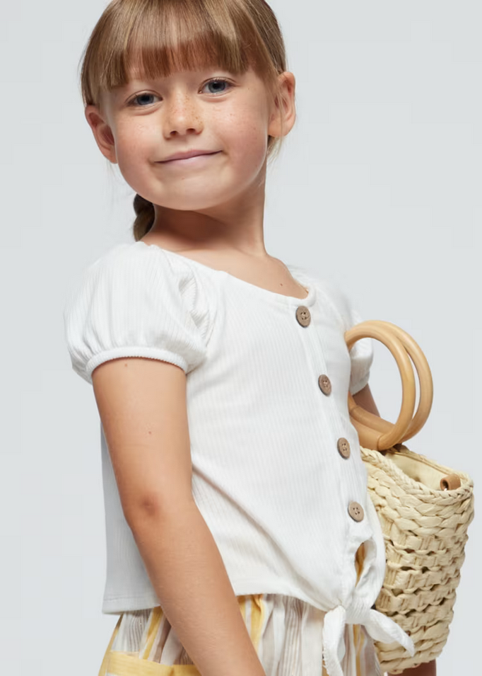 MAGLIA T SHIRT MAGLIE BIMBA MAYORAL 03086 3086 COTONE 32 BIANCO ORIGINAL PE 2024