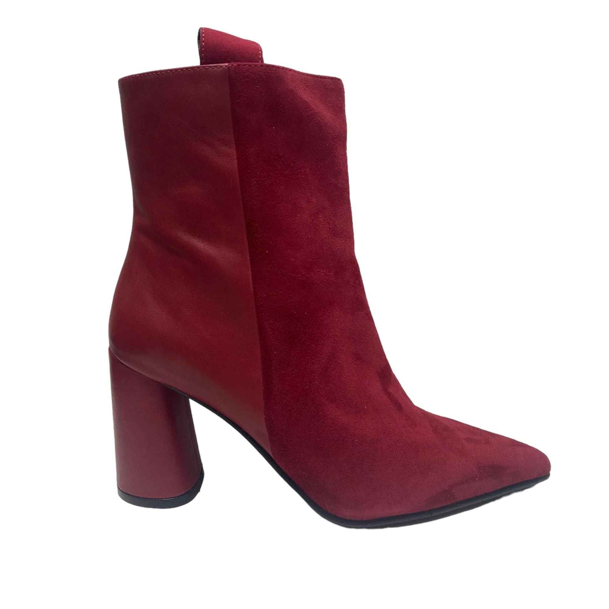 SCARPE TRONCHETTO DONNA ELVIO ZANON EK0511X PELLE ROSSO ORIGINALE AI