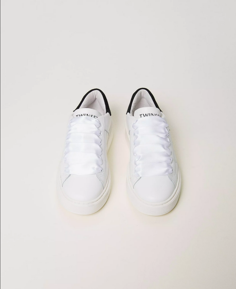 SCARPE SNEAKERS DONNA TWINSET 241GCJ100 PELLE 11341 BIANCO ORIGINALE AI