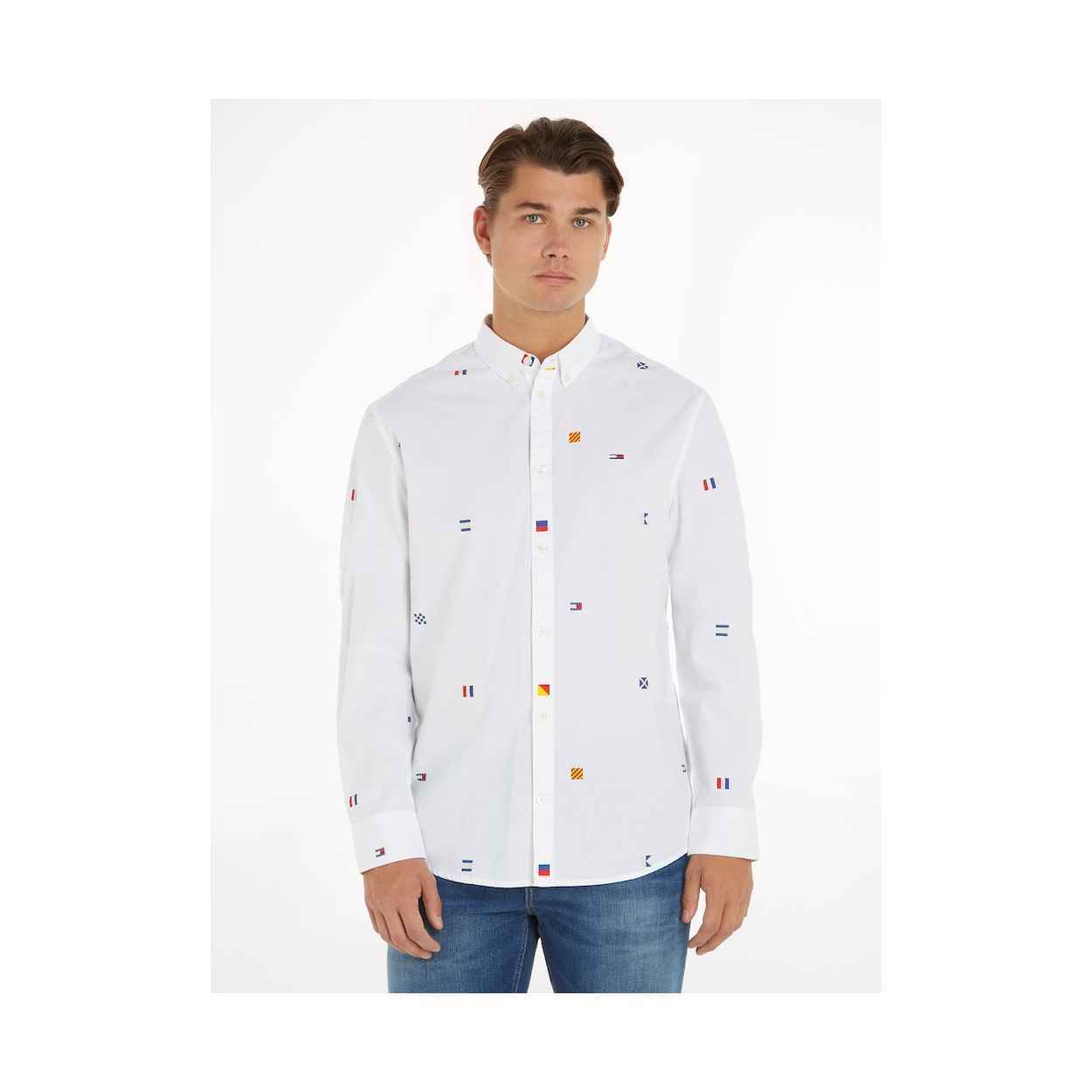 MAGLIA CAMICIA CAMICIE UOMO TOMMY JEANS DM0DM16611 COTONE YBR ORIGINALE PE 2024