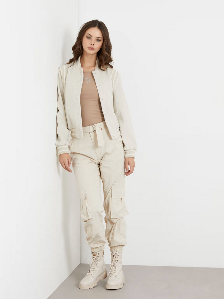 PANTALONE PANTALONI CARGO DONNA GUESS W4RB18WFVV0 G1M5 BEIGE ORIGINALE PE 2024