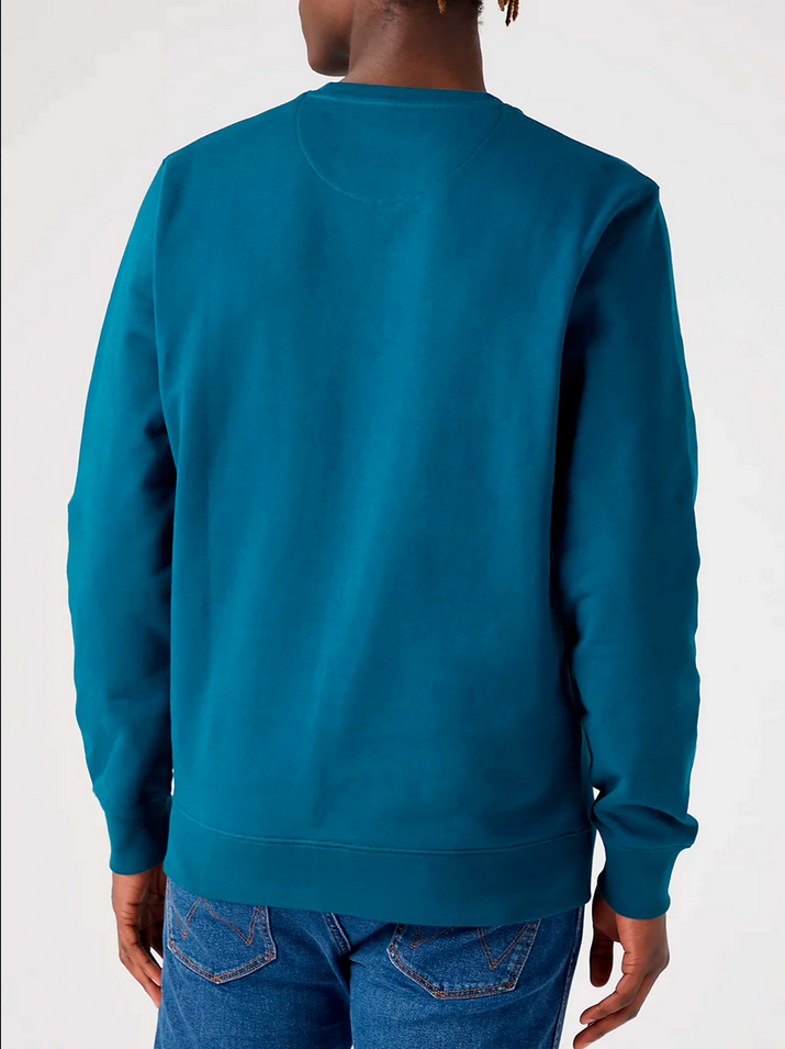 MAGLIA FELPA FELPE UOMO WRANGLER LOGO W6MSI4G03 COTONE BLU ORIGINALE PE 2024