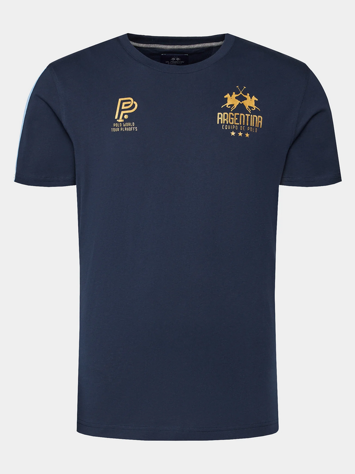 MAGLIA T SHIRT UOMO LA MARTINA YMR307 JS206 COTONE 07017 BLU ORIGINALE PE 2024