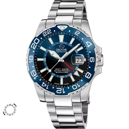OROLOGIO TEMPO UOMO JAGUAR CERAMIC GMT J1011 2 44 ACCIAIO BLU ORIGINALE AI 2024