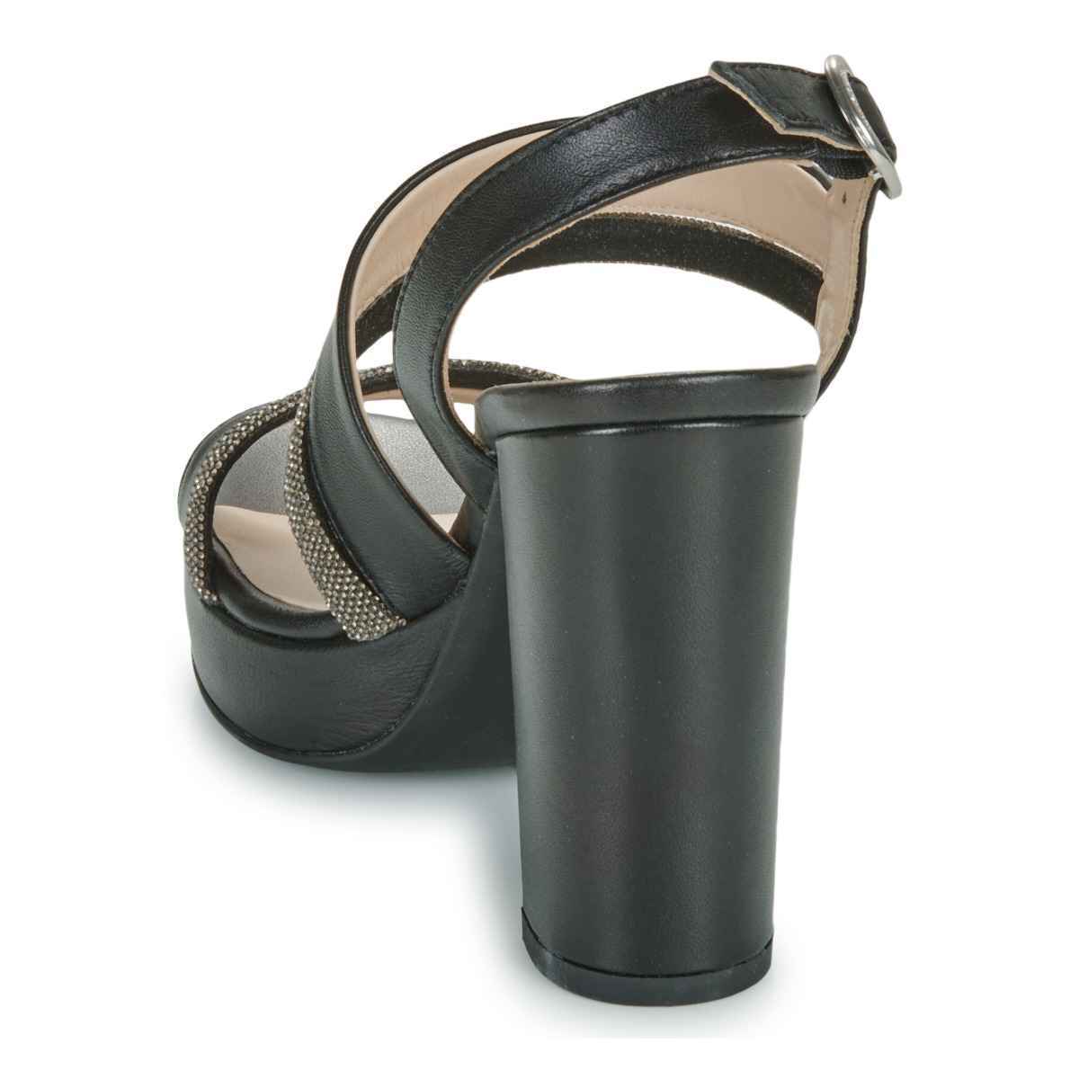 SCARPE SANDALI TACCO DONNA NERO GIARDINI E410220D PELLE 100 ORIGINALE PE 2024