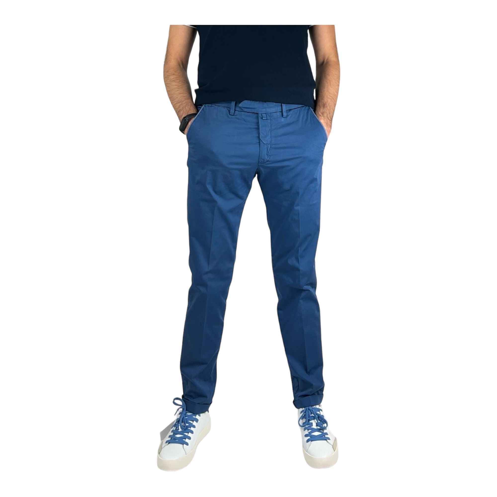 PANTALONE UOMO B700 B SETTECENTO MH712 5022 COTONE 51 BLU ORIGINALE PE 2024