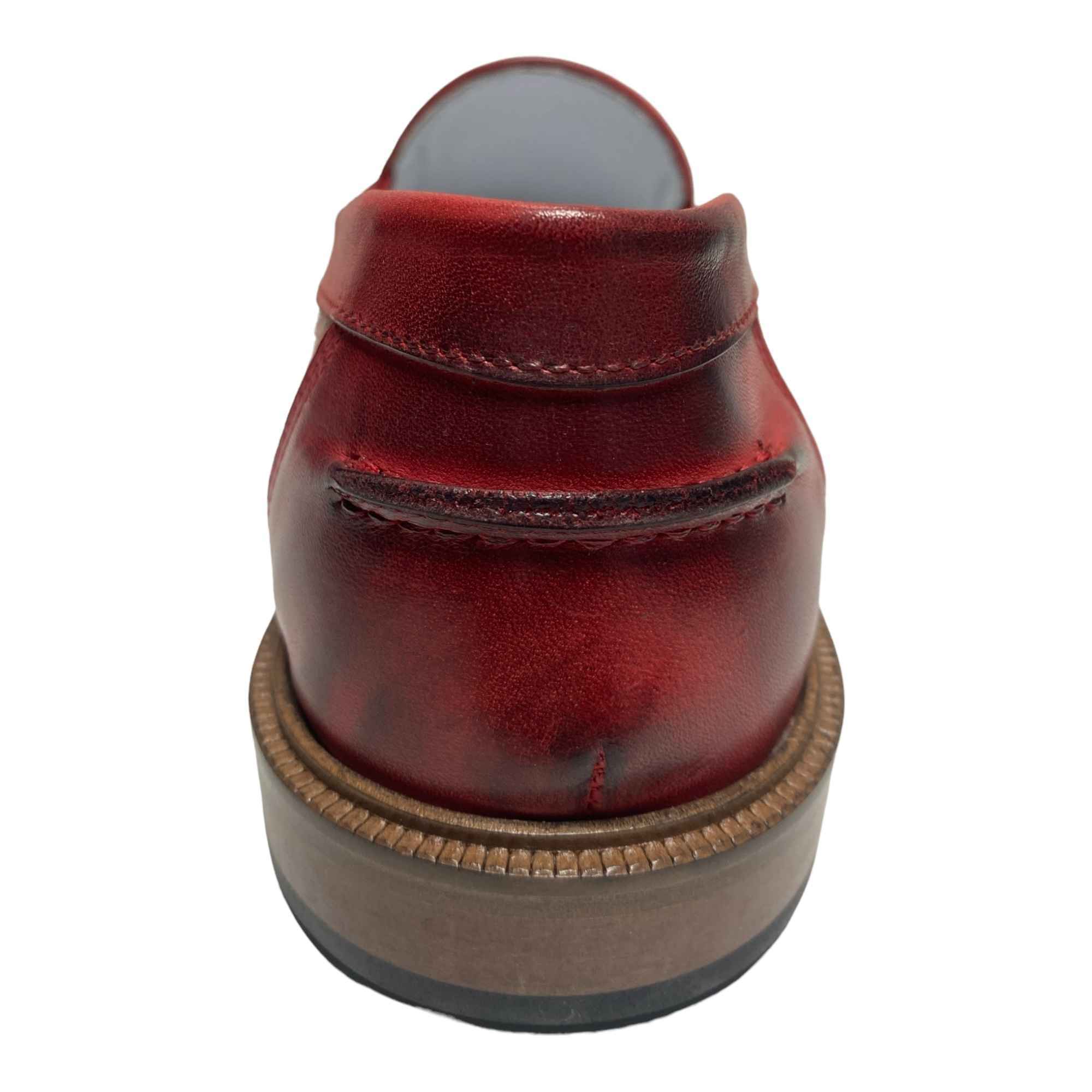 SCARPE MOCASSINO CASUAL UOMO BOTTICELLI GRU201 PELLE ROSSO ORIGINALE PE