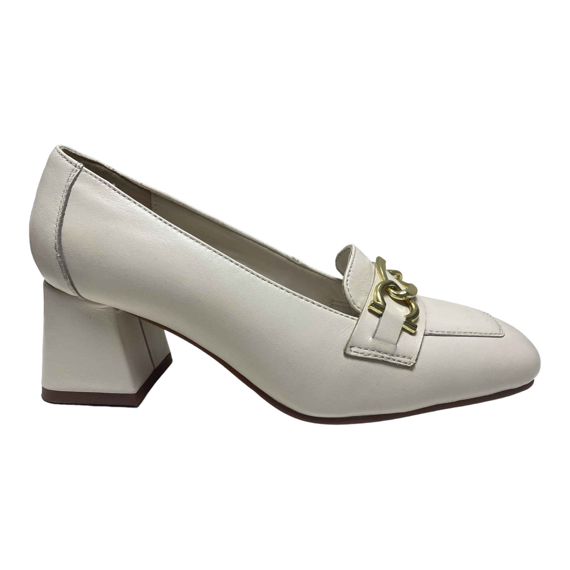SCARPE DECOLTE SANDALO TACCO DONNA RAME MANDY 11 PELLE BIANCO ORIGINALE PE 2024