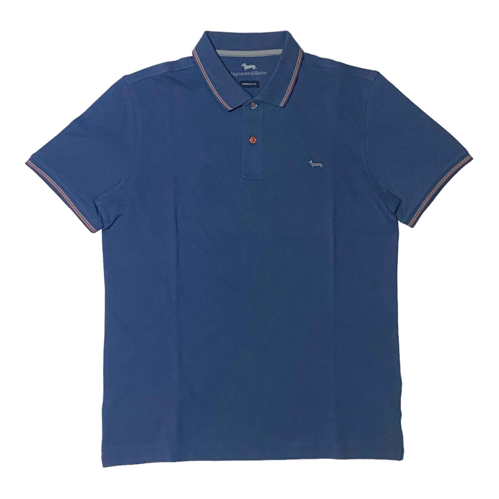 MAGLIA POLO T SHIRT UOMO HARMONT E BLAINE LND032 COTONE 805 BLU ORIGINALE PE