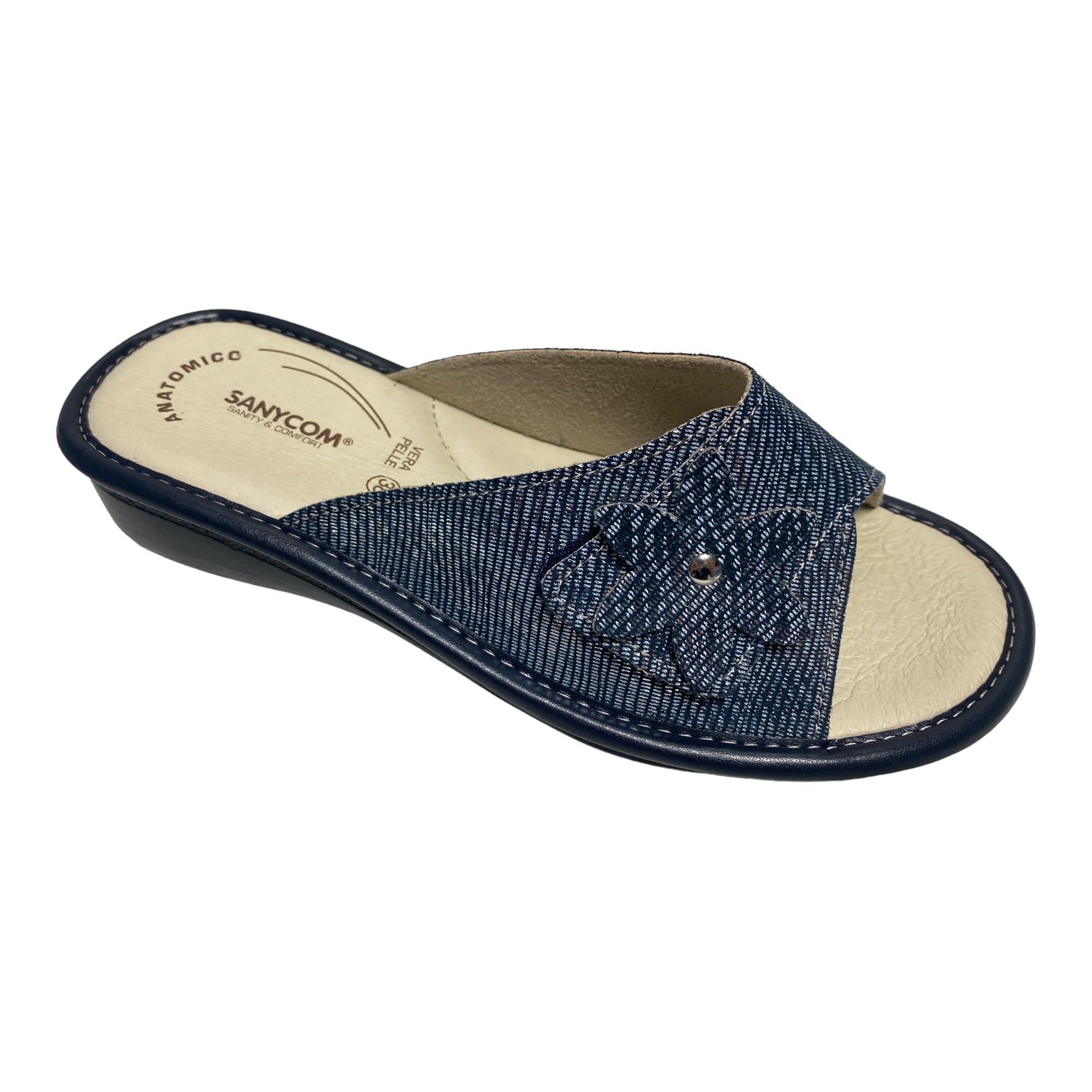 SCARPE CIABATTE SANDALI DONNA SANYCOM 91 F PELLE BLU ORIGINALE PE 2024