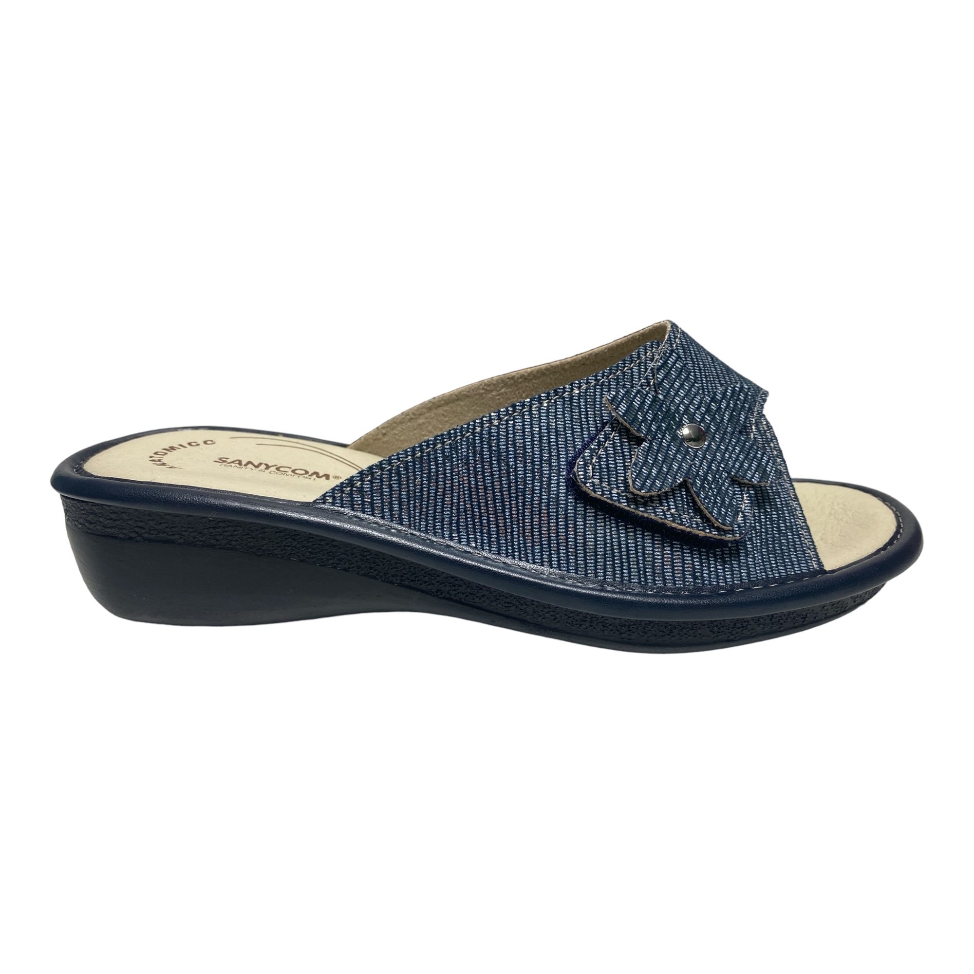 SCARPE CIABATTE SANDALI DONNA SANYCOM 91 F PELLE BLU ORIGINALE PE 2024