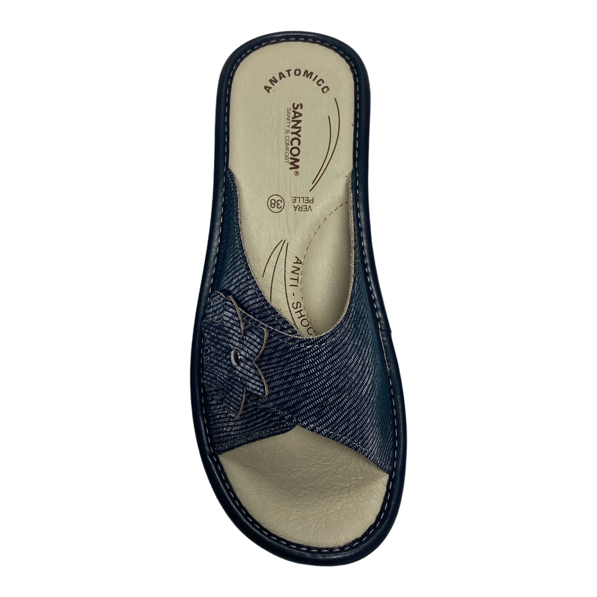 SCARPE CIABATTE SANDALI DONNA SANYCOM 91 F PELLE BLU ORIGINALE PE 2024