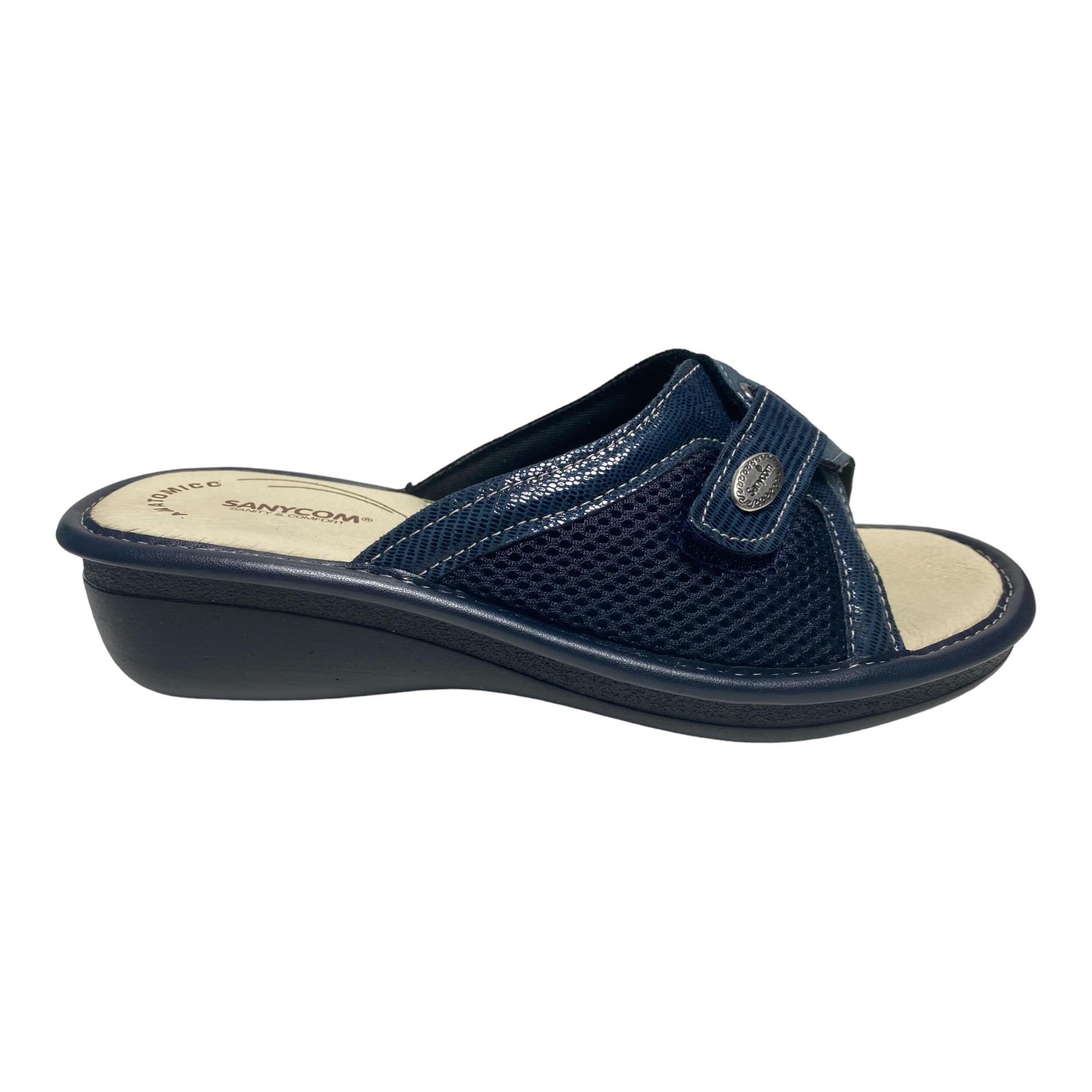 SCARPE CIABATTE SANDALI DONNA SANYCOM 70 PELLE BLU ORIGINALE PE 2024