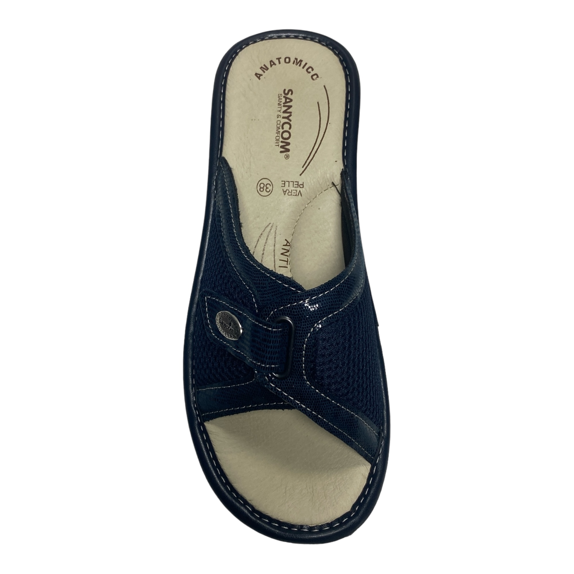 SCARPE CIABATTE SANDALI DONNA SANYCOM 70 PELLE BLU ORIGINALE PE 2024