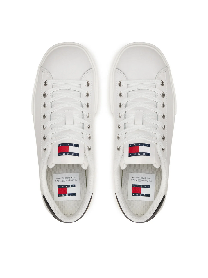 SCARPE SNEAKERS DONNA TOMMY JEANS EN0EN02567 PELLE BIANCO ORIGINALE AI 2025