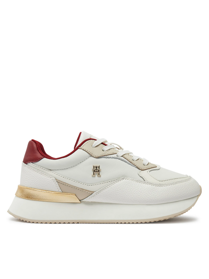 SCARPE SNEAKERS DONNA TOMMY HILFIGER FW0FW08203 PELLE BIANCO ORIGINALE AI 2025