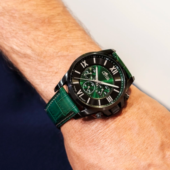 OROLOGIO CRONOGRAFO UOMO LOTUS 18881 1 PELLE 44 NERO VERDE ORIGINALE AI 2025