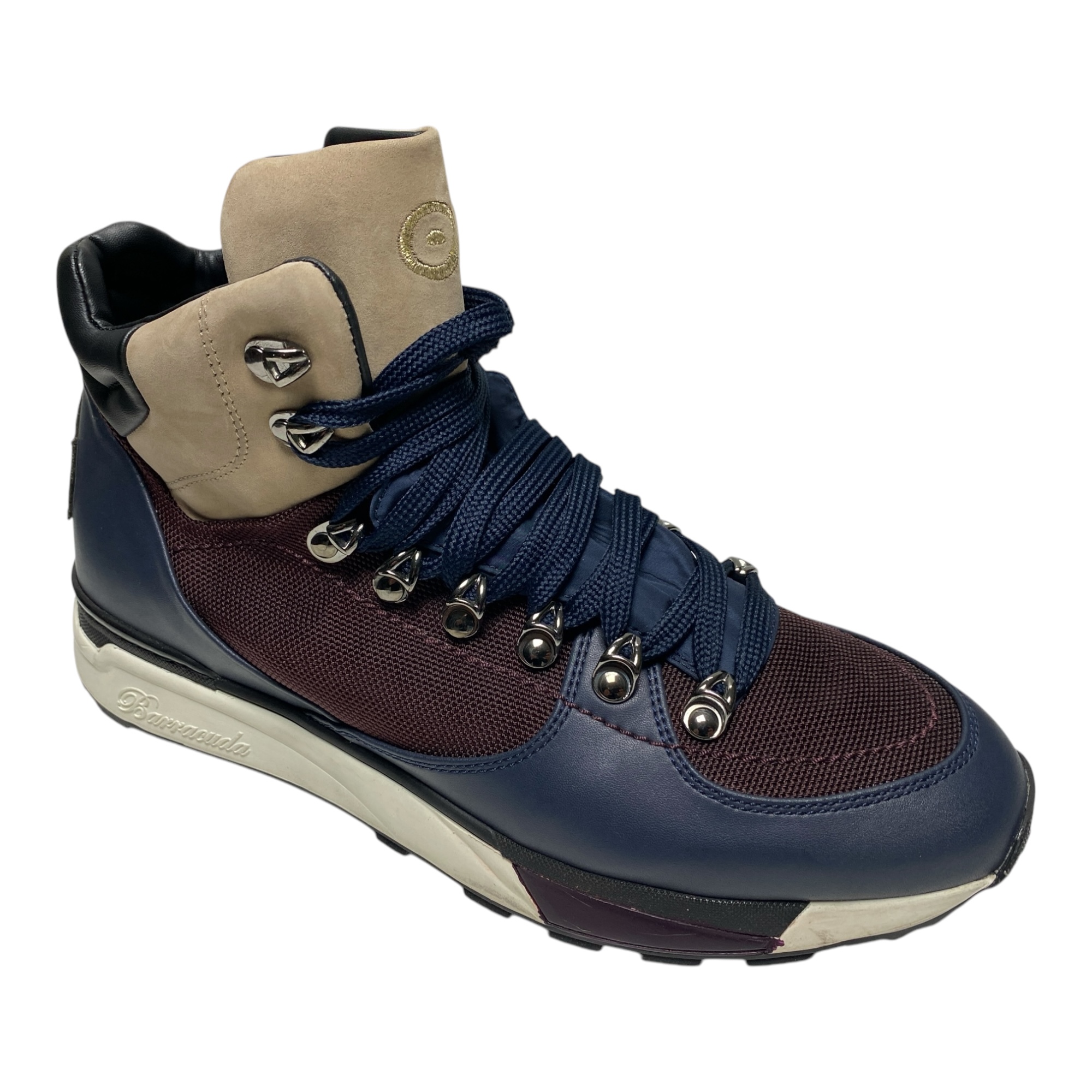 SCARPE SNEAKERS ALTE UOMO BARRACUDA BU3237D PELLE BLU ORIGINALE AI