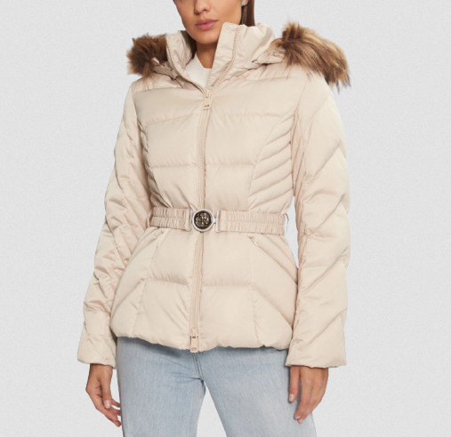 GIUBBOTTO PIUMINO DONNA GUESS W4BL53WEX52 LAURIE BEIGE ORIGINALE AI 2025