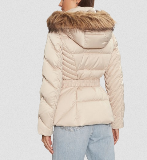 GIUBBOTTO PIUMINO DONNA GUESS W4BL53WEX52 LAURIE BEIGE ORIGINALE AI 2025