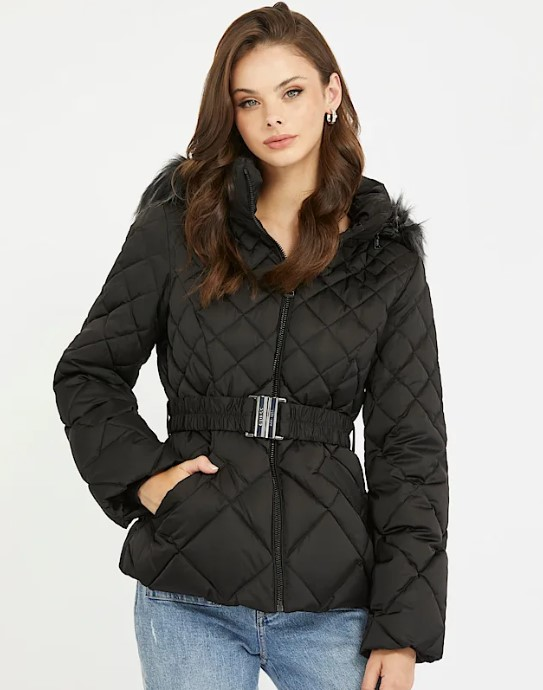 GIUBBOTTO PIUMINO DONNA GUESS W3BL35WEX52 NERO ORIGINALE AI 2025