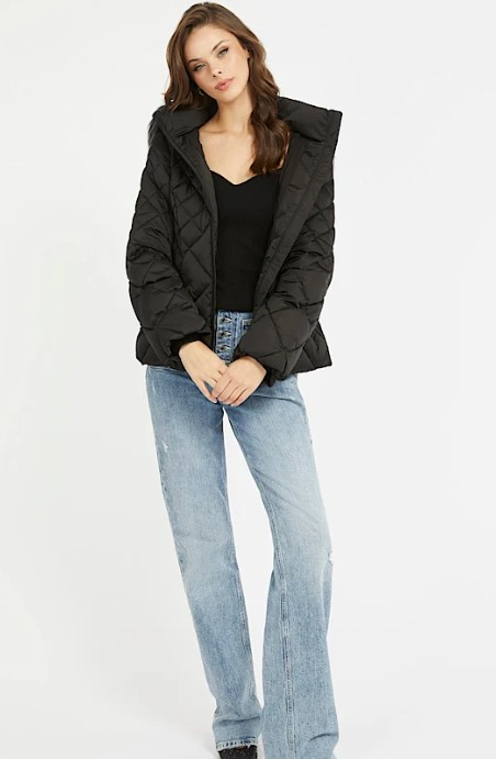 GIUBBOTTO PIUMINO DONNA GUESS W3BL35WEX52 NERO ORIGINALE AI 2025