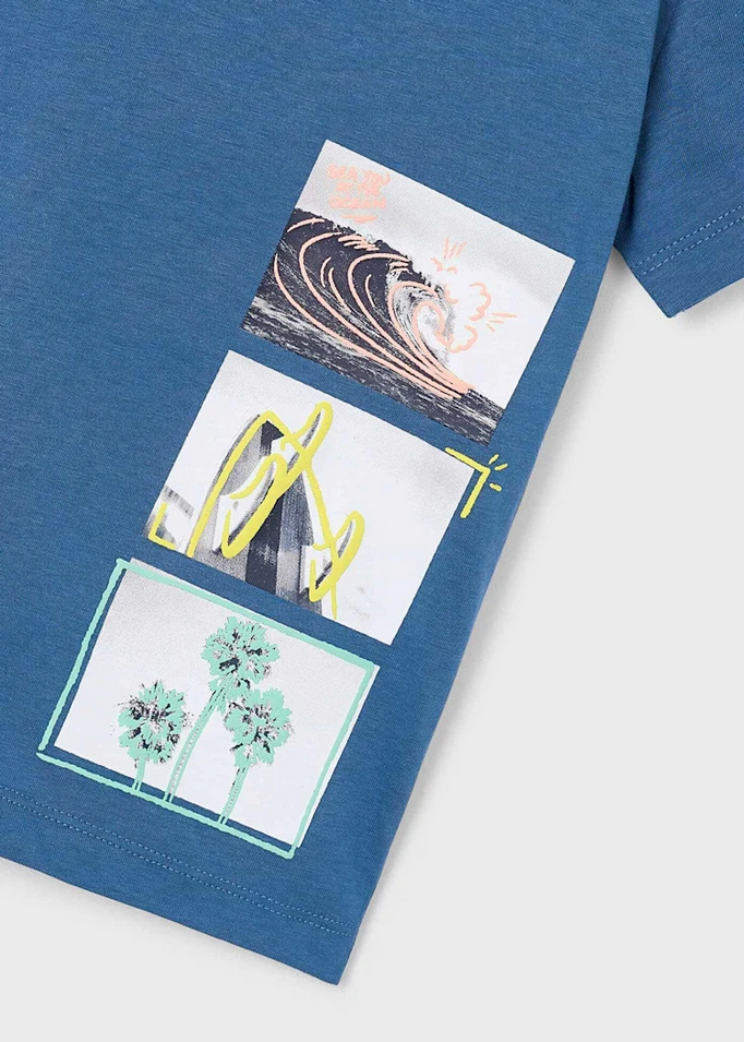 MAGLIA T SHIRT BAMBINO MAYORAL 3048 03048 COTONE 12 BLU ORIGINALE PE 2025