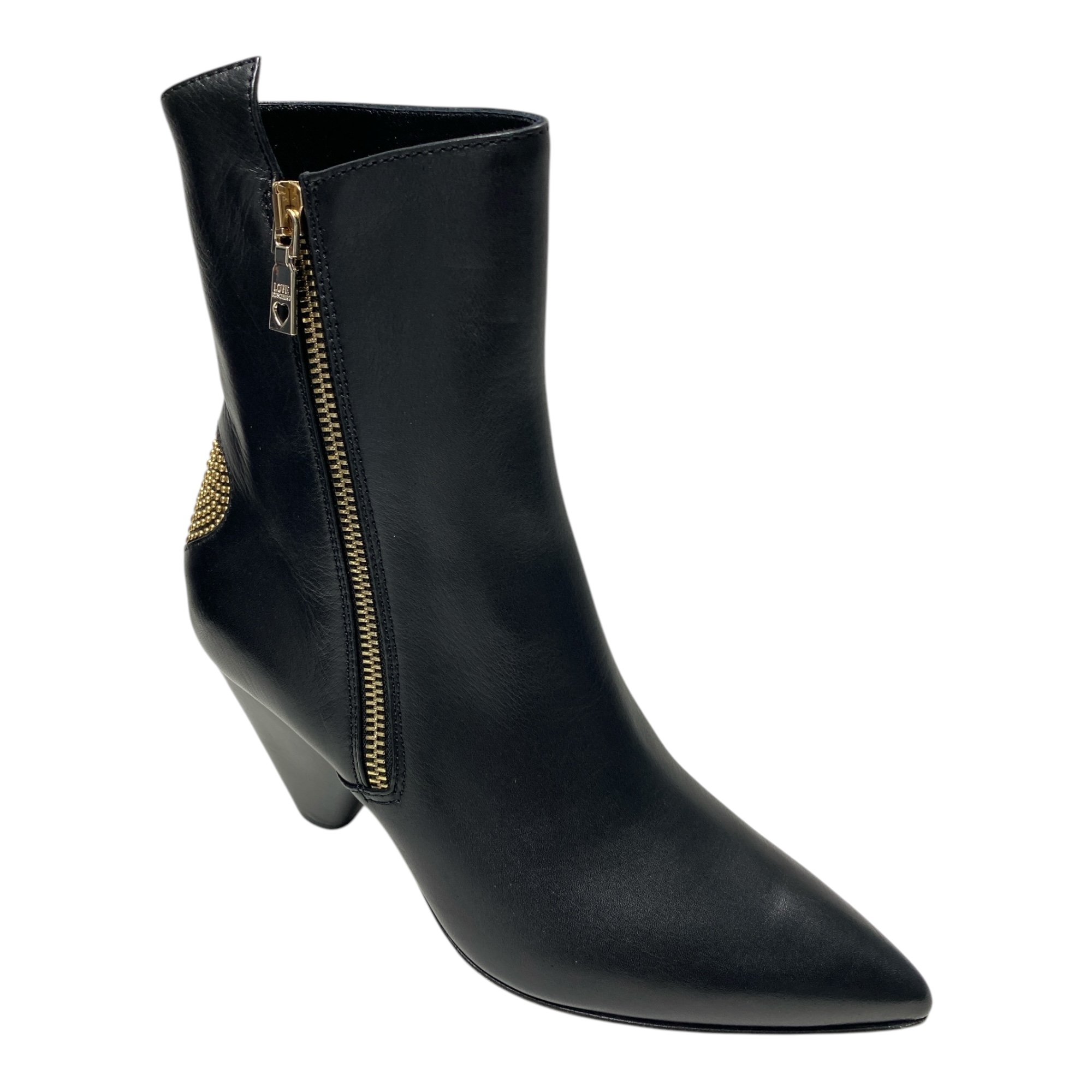 SCARPE TRONCHETTO DONNA LOVE MOSCHINO JA210987C066A0000 PELLE NERO ORIGINALE AI