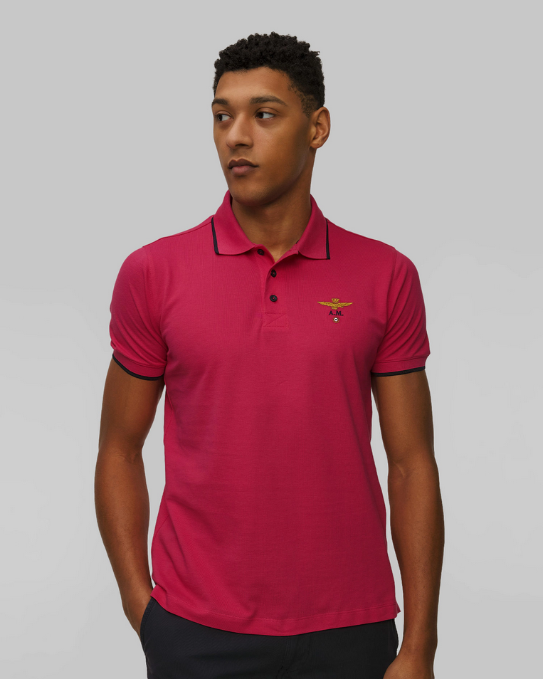 POLO T SHIRT UOMO AERONAUTICA MILITARE 251PO1308P82 FUCSIA ORIGINALE PE 2025