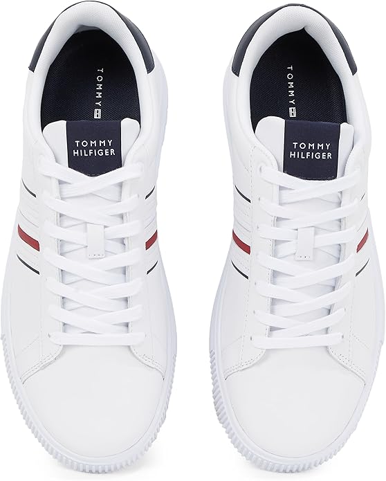 SCARPE SNEAKERS UOMO TOMMY HILFIGER FM0FM05406 PELLE BIANCO ORIGINALE PE 2025