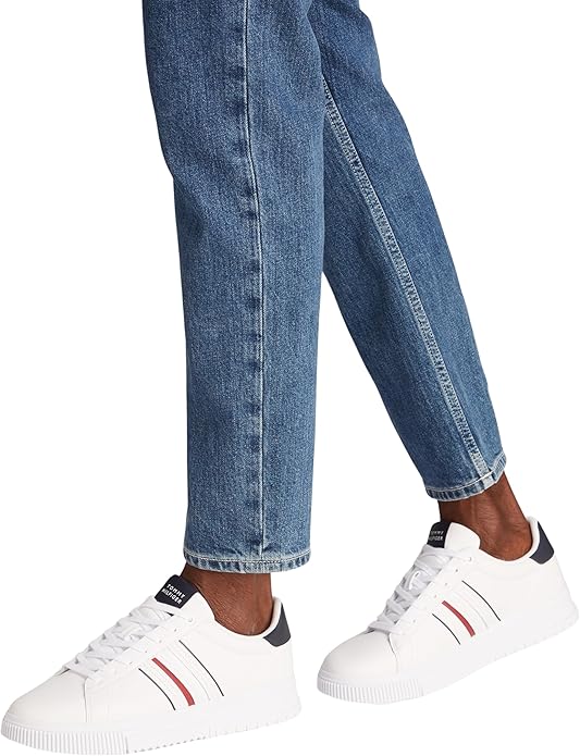 SCARPE SNEAKERS UOMO TOMMY HILFIGER FM0FM05406 PELLE BIANCO ORIGINALE PE 2025