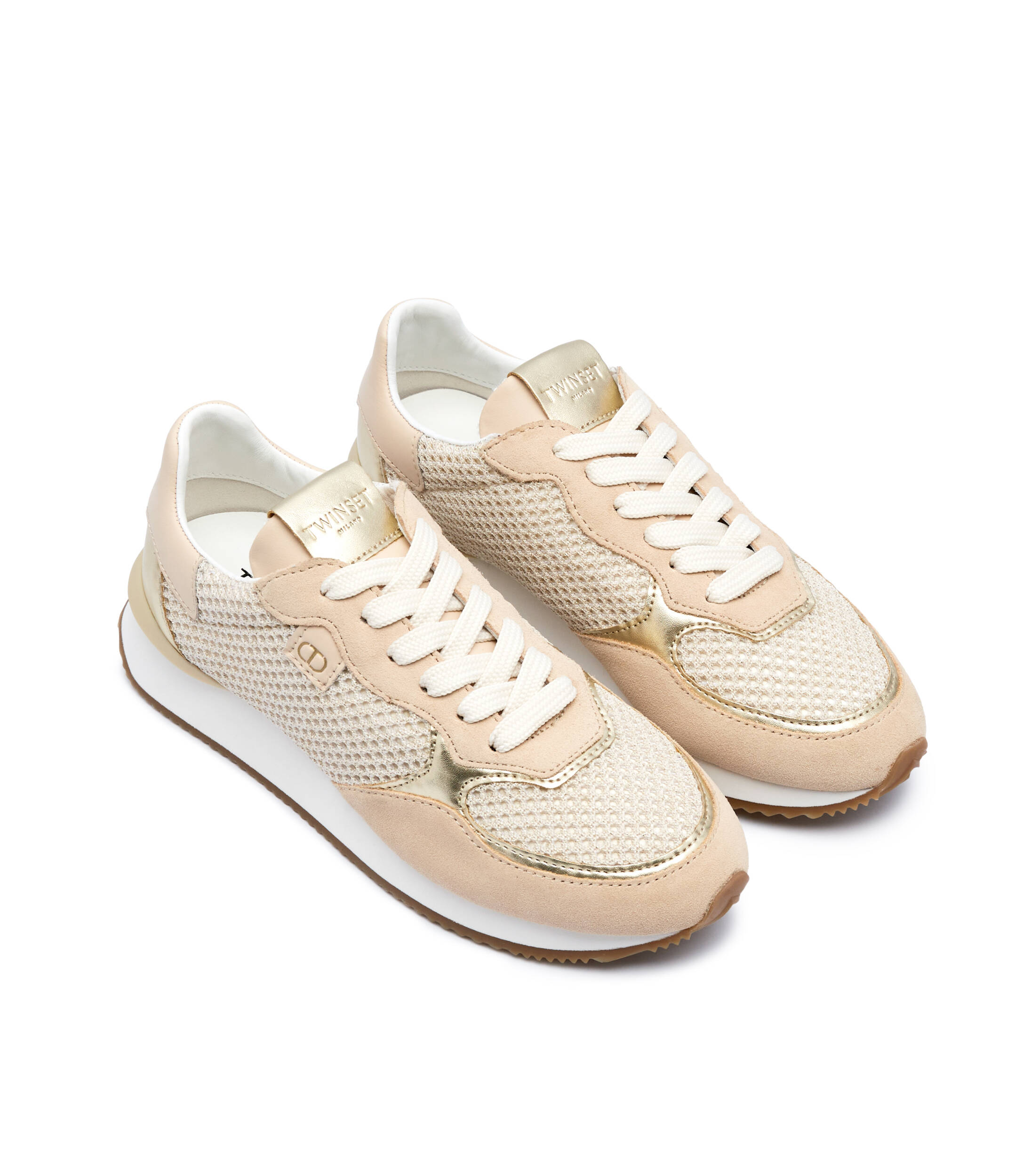 SCARPE SNEAKERS DONNA TWINSET 241TCT098 PELLE ORO ORIGINALE PE