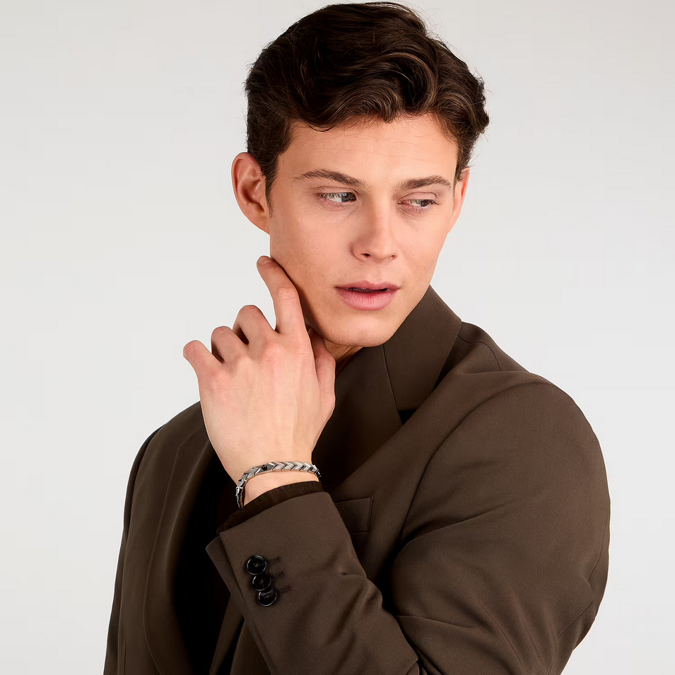 BRACCIALE BRACCIALI UOMO MASERATI JM225AVD91 ICONIC 18 ARGENTO ORIGINALE PE 2025