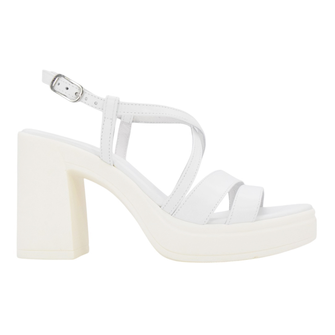 SCARPE SANDALO DONNA NERO GIARDINI E513662D PELLE 707 BIANCO ORIGINALE PE 2025