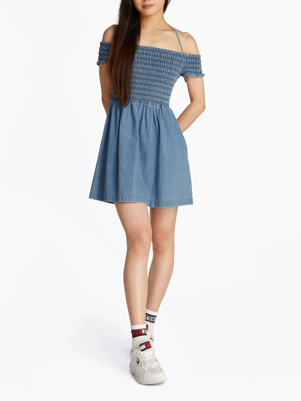 ABITO VESTITO DONNA TOMMY JEANS DW0DW20343 COTONE BLU O