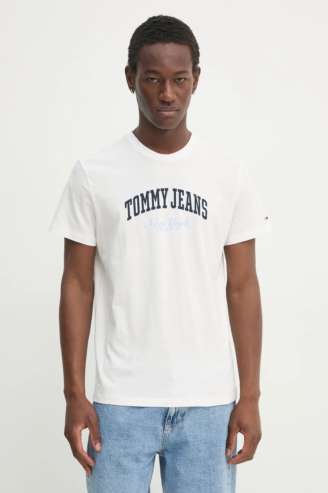 T SHIRT MAGLIA MAGLIE UOMO TOMMY JEANS DM0DM20362 COTONE BIANCO ORIGINAL PE 2025