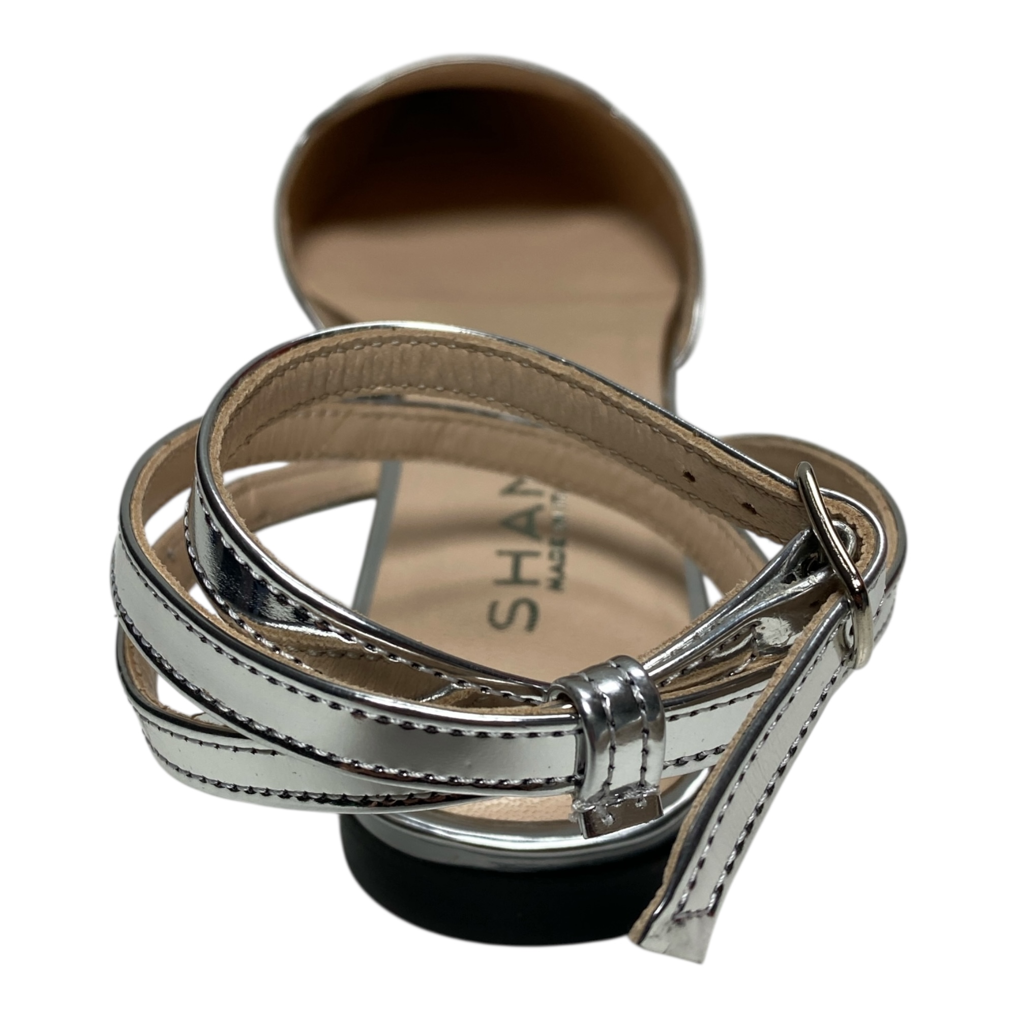 SCARPE SANDALO SANDALI DECOLTE DONNA SHANA TED 170 PELLE ARGENTO ORIGINALE PE