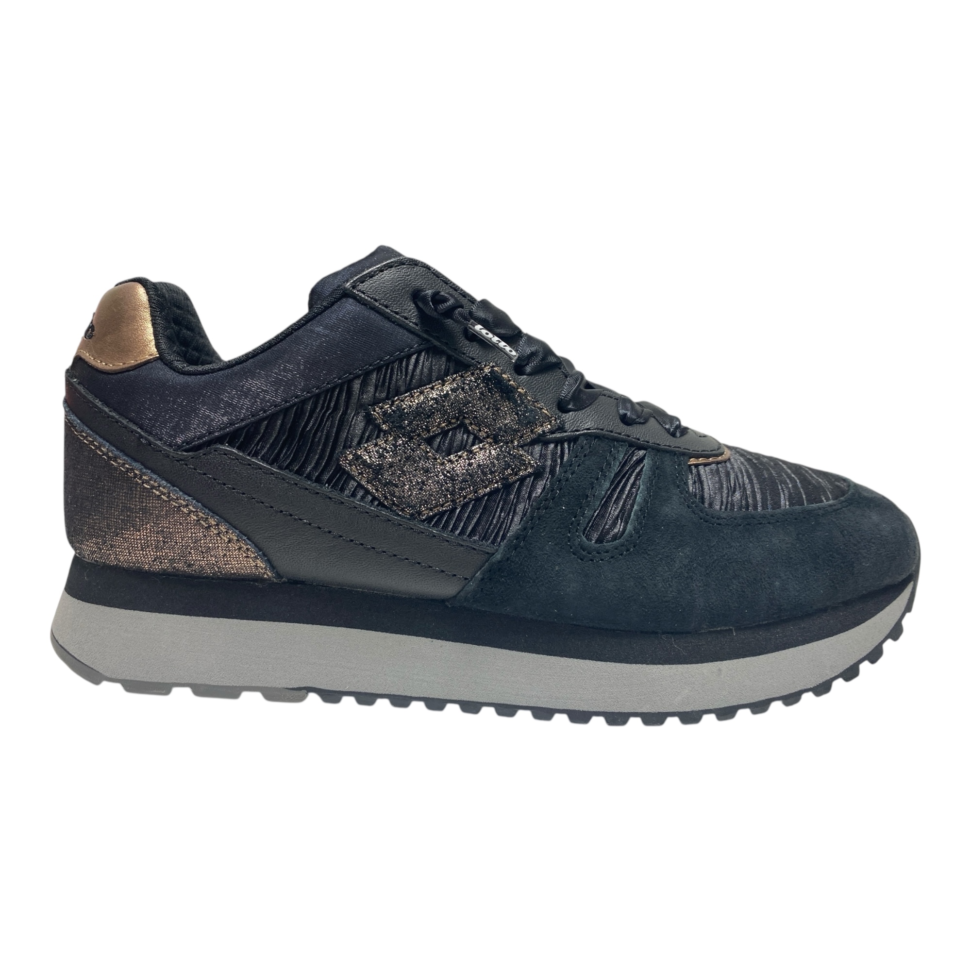 SCARPE SNEAKERS DONNA LOTTO LEGGENDA WEDGE 217132 PELLE GRIGIO ORIGINALE AI