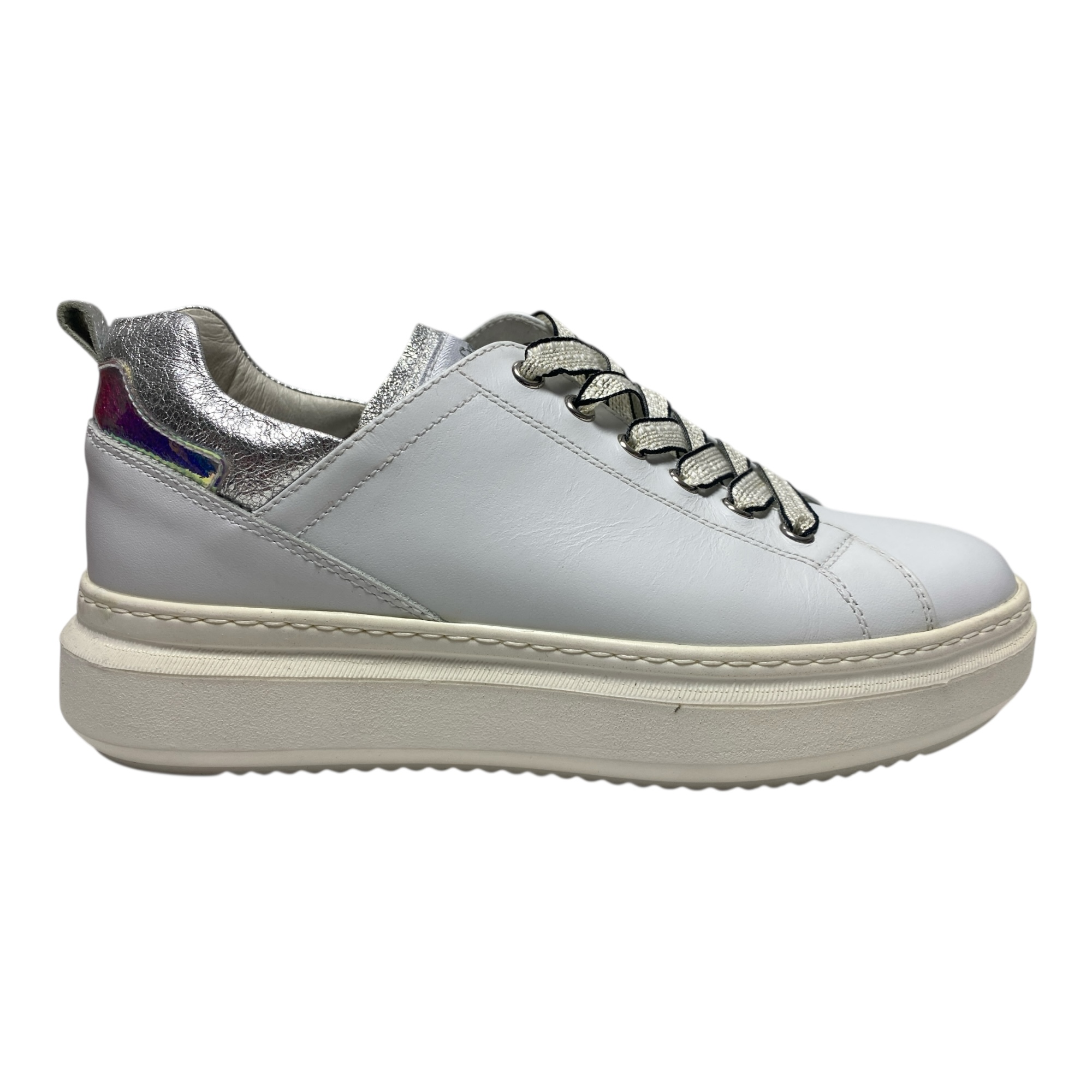 SCARPE SNEAKERS DONNA NERO GIARDINI E208000D PELLE 707 BIANCO ORIGINALE PE