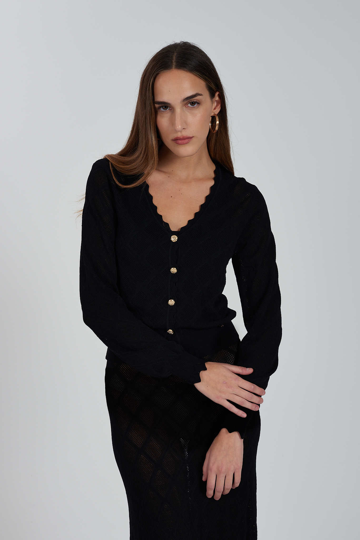 MAGLIA CARDIGAN MAGLIE DONNA YES ZEE M438 BR00 NERO ORIGINALE PE 2025