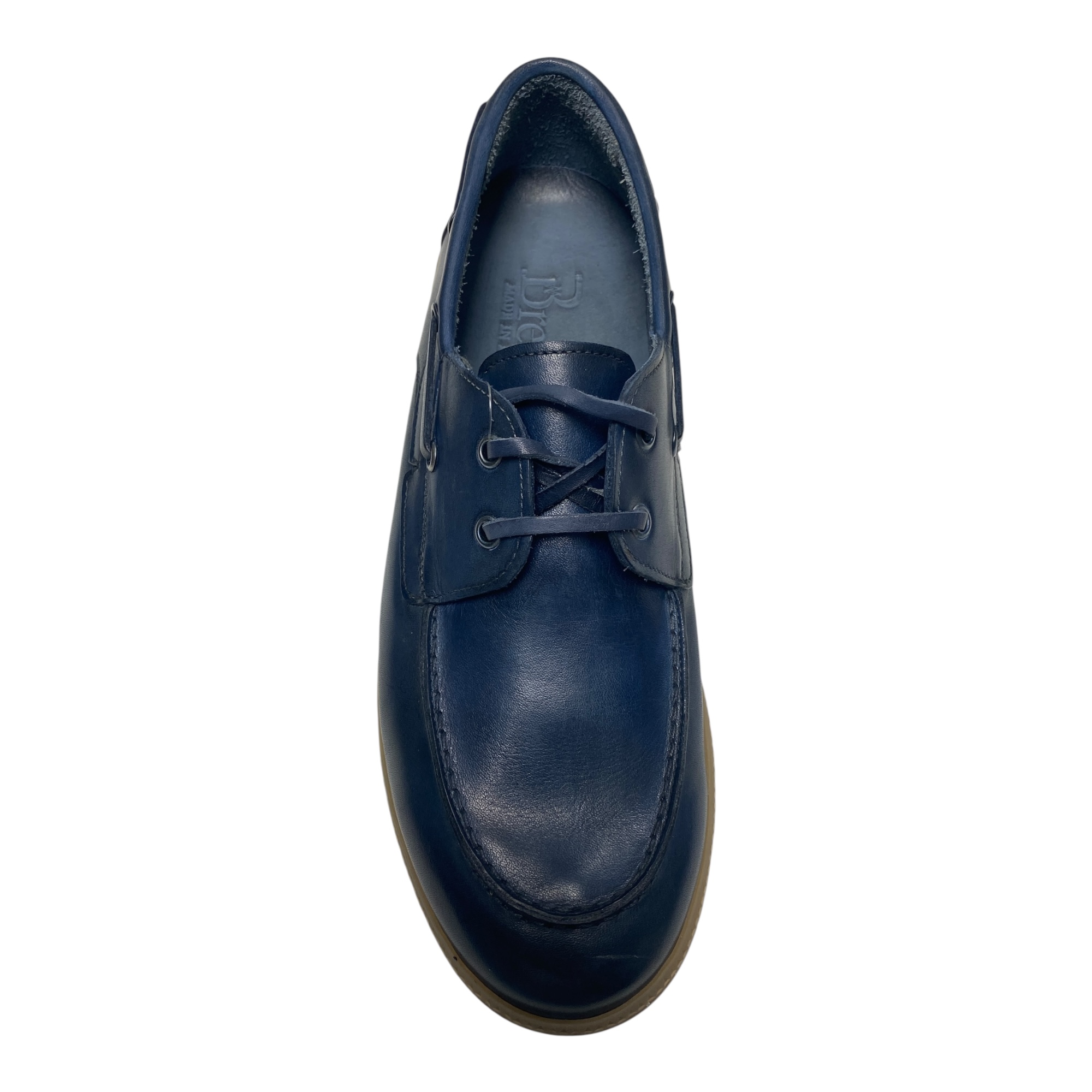 SCARPE MOCASSINO UOMO BRECOS TENNIS 12370 M 35717 PELLE BLU ORIGINALE PE