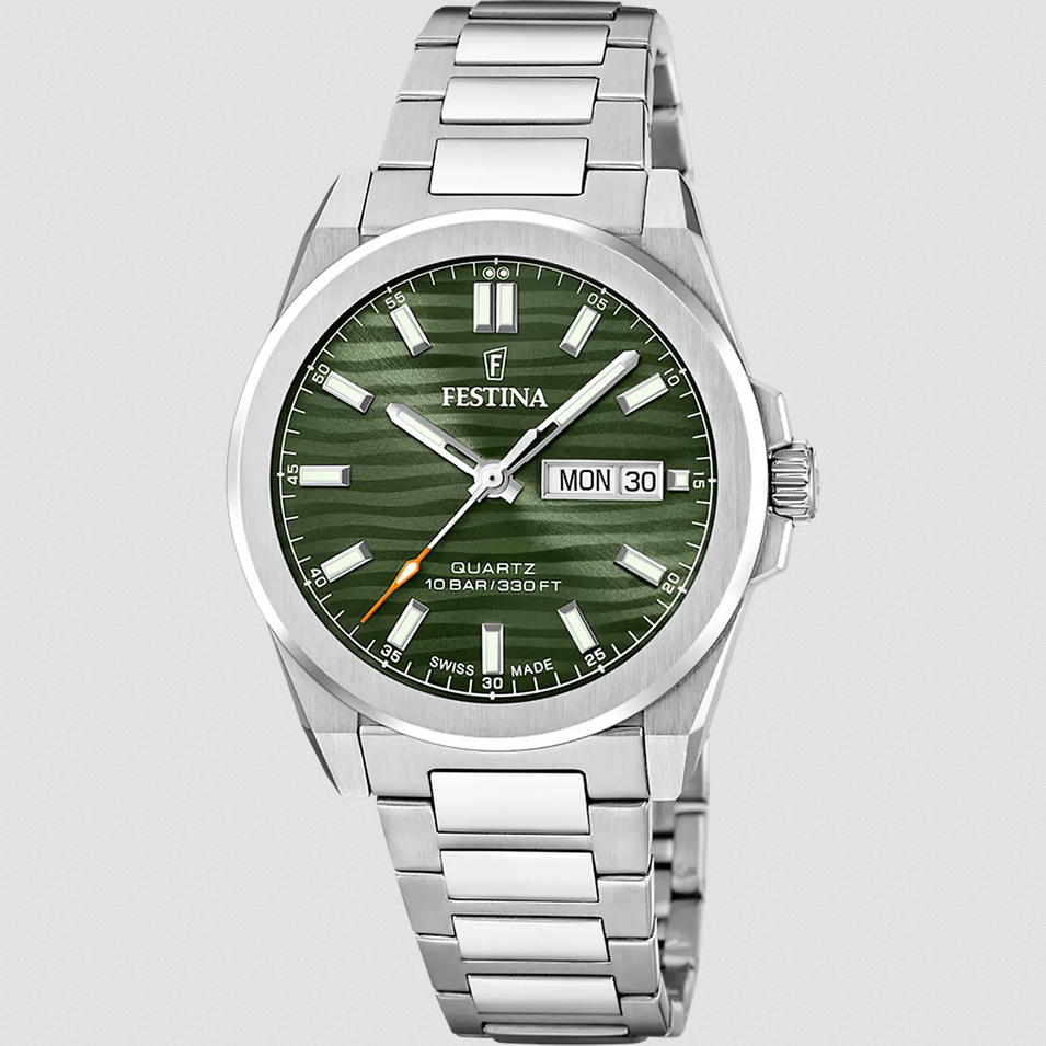 OROLOGIO QUARZO UOMO FESTINA F20073 4 39 DATA TEMPO ACCIAIO VERDE ORIGINALAI2026